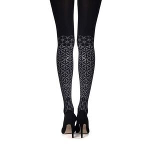 Zohara Flower of Life Tights Geometric Pattern Women Light grey Hosiery